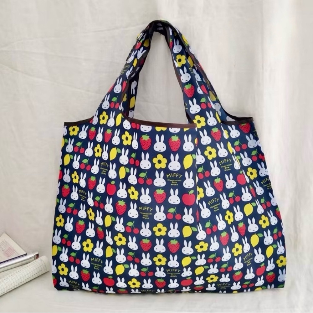 🆕 MIFFY BUNNY Foldable Reusable Nylon Eco Tote Bag